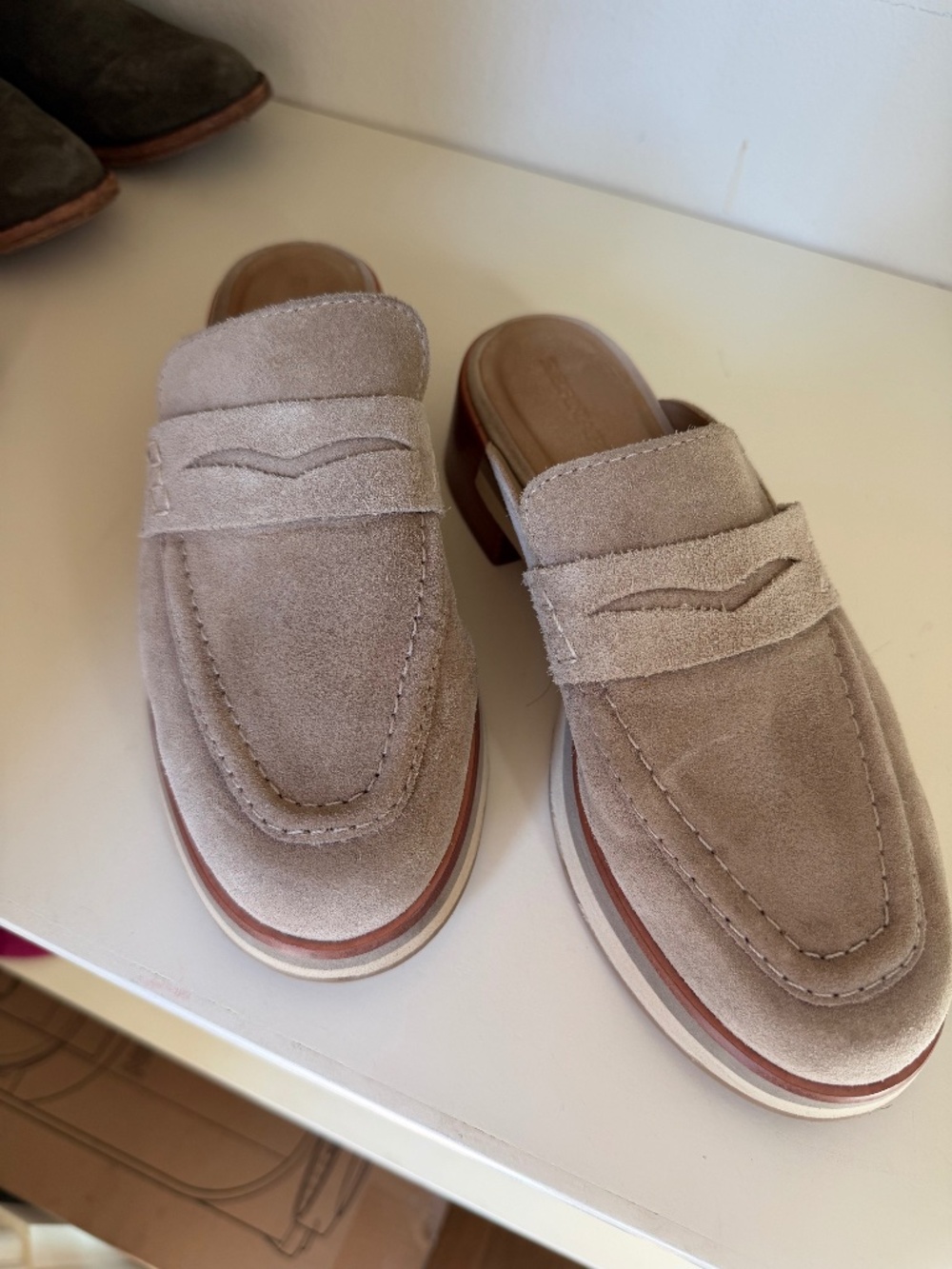 Bernardo brown suede slide loafers size 7